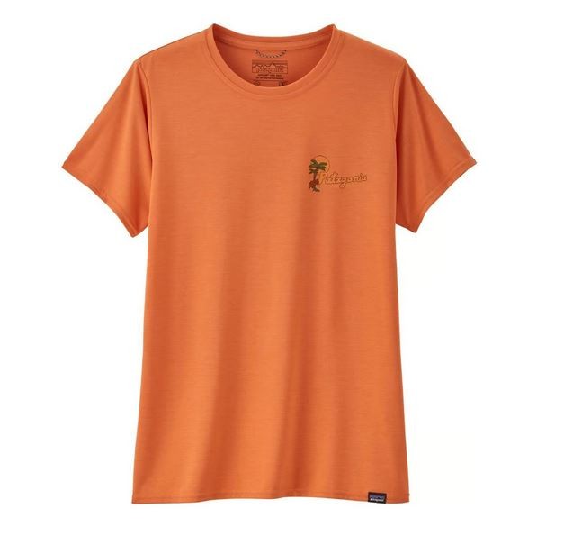 W's Cap Cool Daily Graphic Shirt S / Palm Protest: Tigerlilly Orange X-Dye